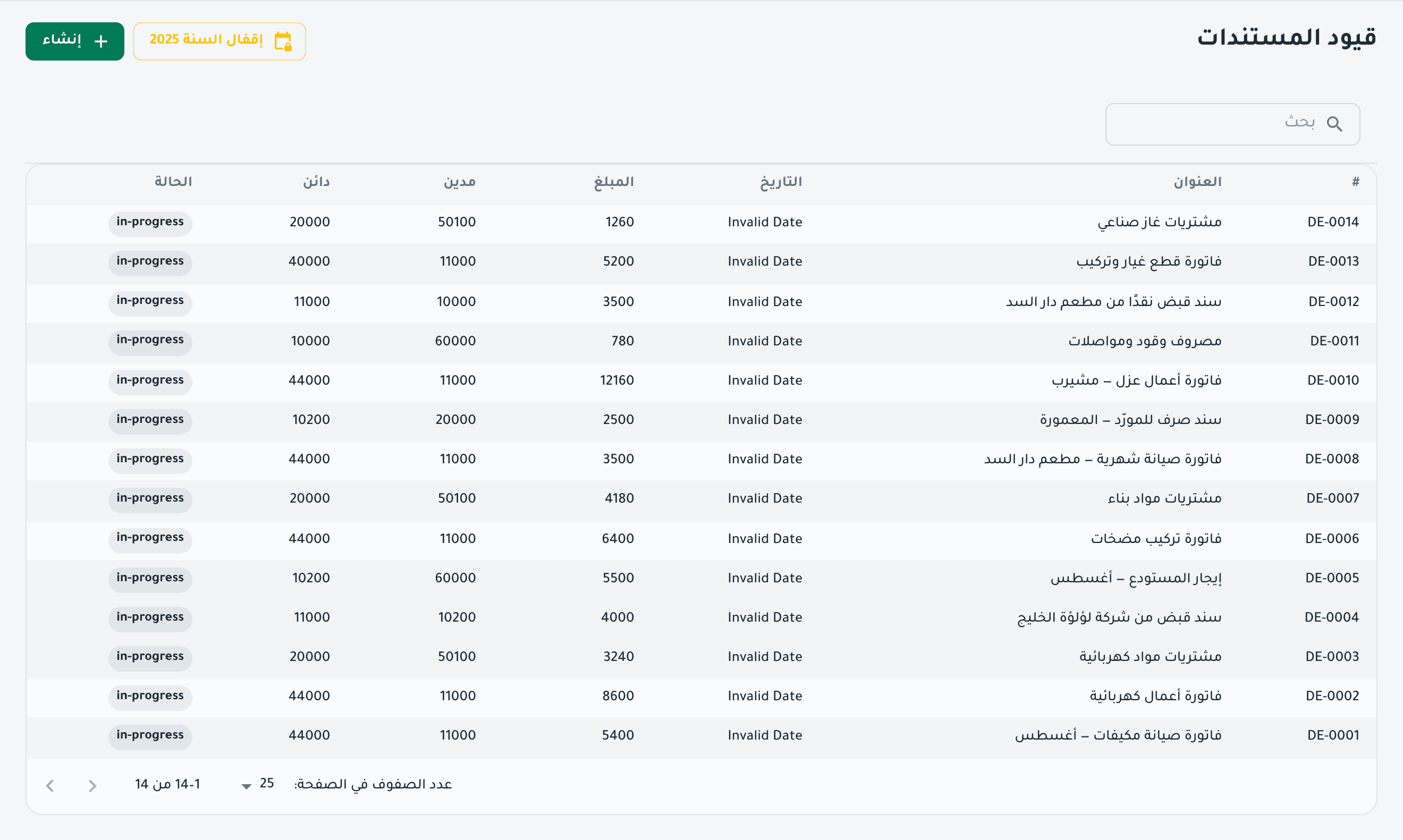 Tadween's approved entries with their numbers, amounts and parties, in Arabic